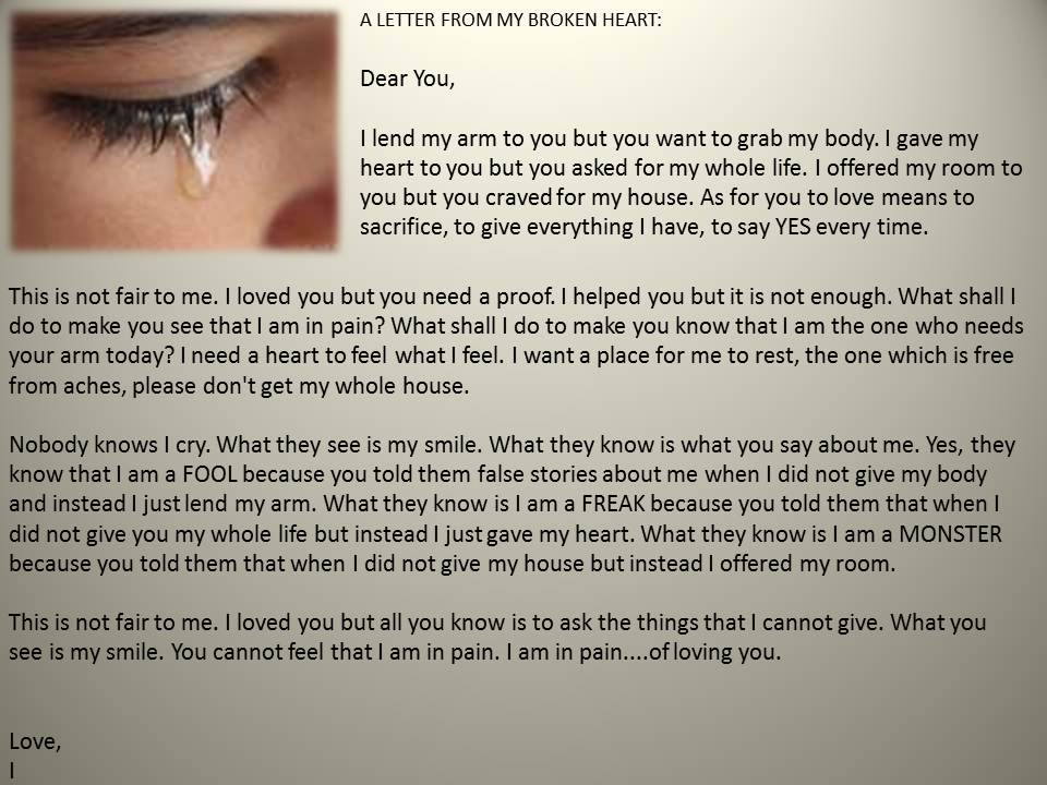 You broke my heart letter to her