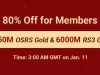 Keep Jan.11 in Mind to Take Runescape 07 Gold with RSorder Members-Only 80% Off