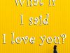 WHAT IF I SAID I LOVE YOU?